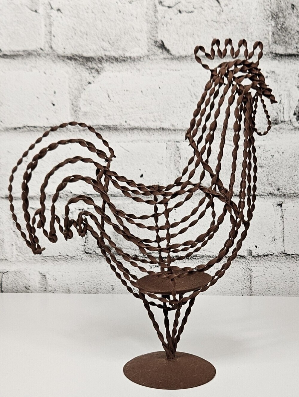 Rustic Twisted Metal Rooster Sculpture Farmhouse Country Decor